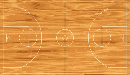 Realistic wooden basketball court. Vector illustration background